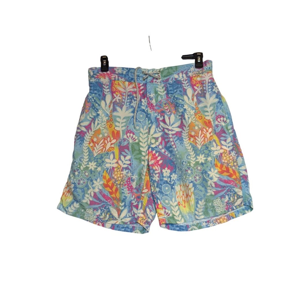 Michaels USA XL Floral Board Shorts Colorful Vintage Swim Trunks Size XL READ